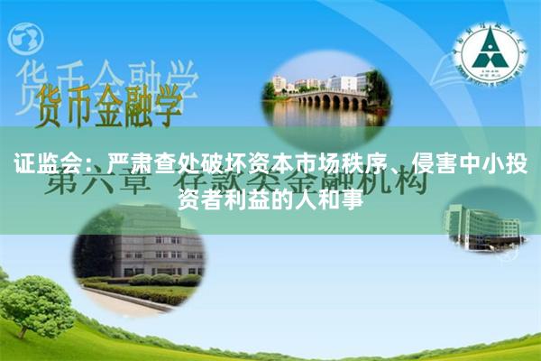 证监会：严肃查处破坏资本市场秩序、侵害中小投资者利益的人和事